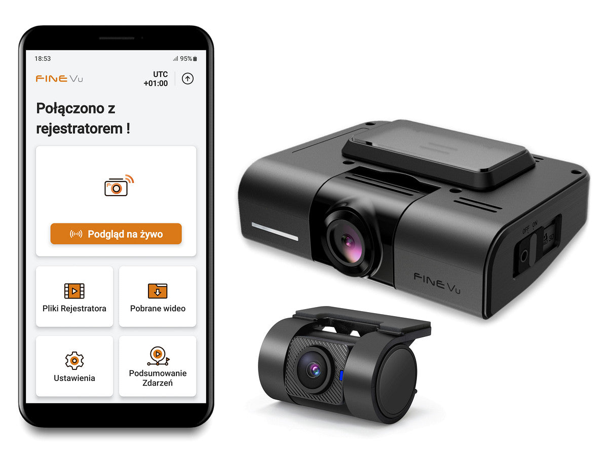 FineVu GX1000 /32GB - rejestrator 2xQHD WiFi GPS AI