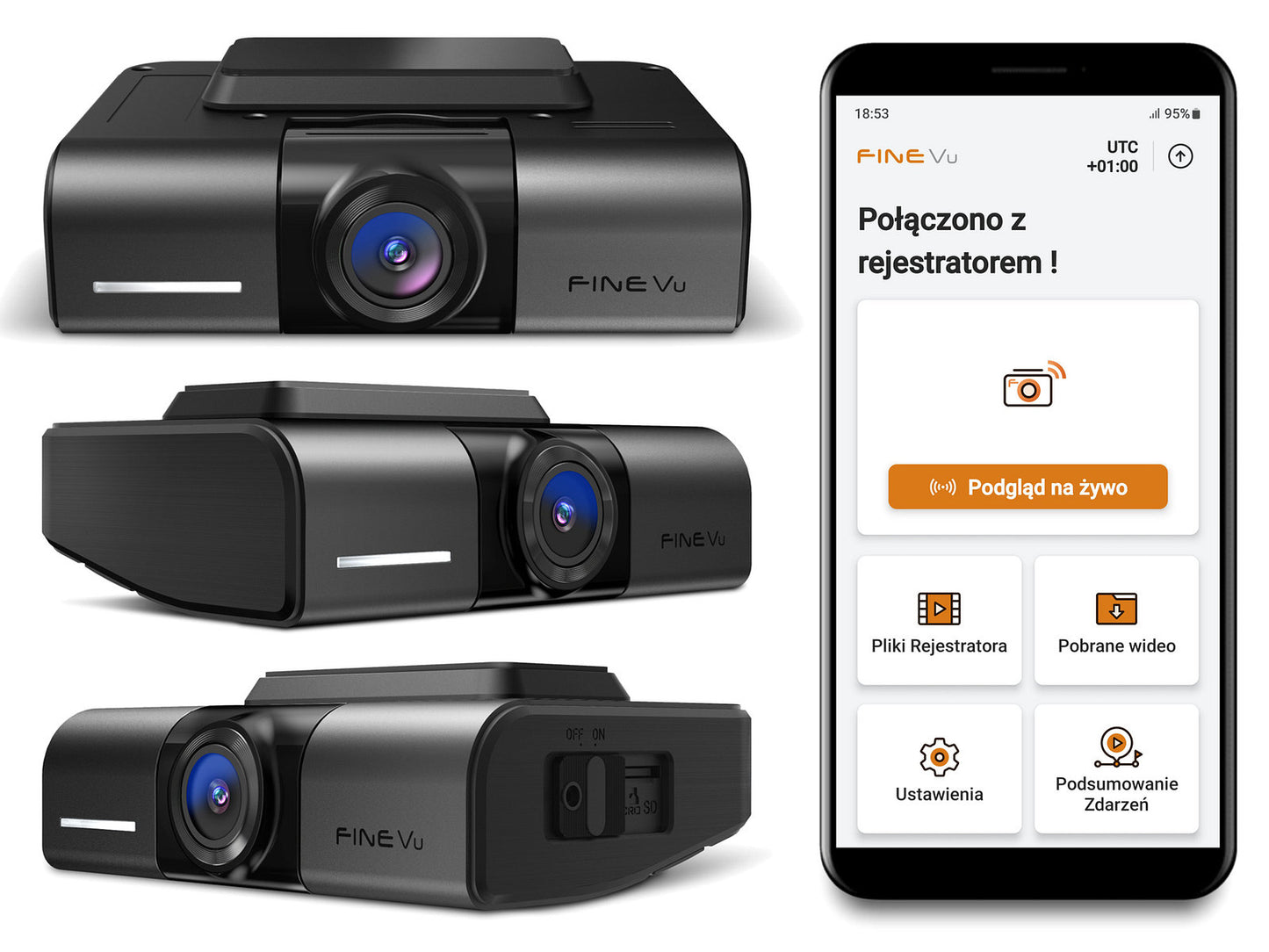 FineVu GX4K /128GB - rejestrator UHD+FHD WiFi GPS