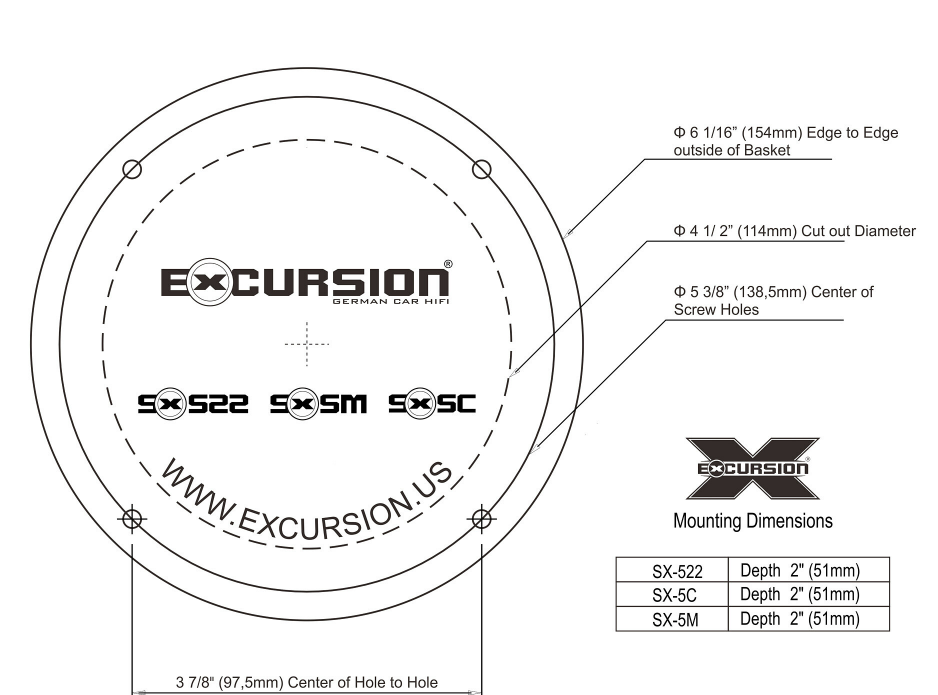 Excursion SX-522 - 2-drożne głośniki współosiowe