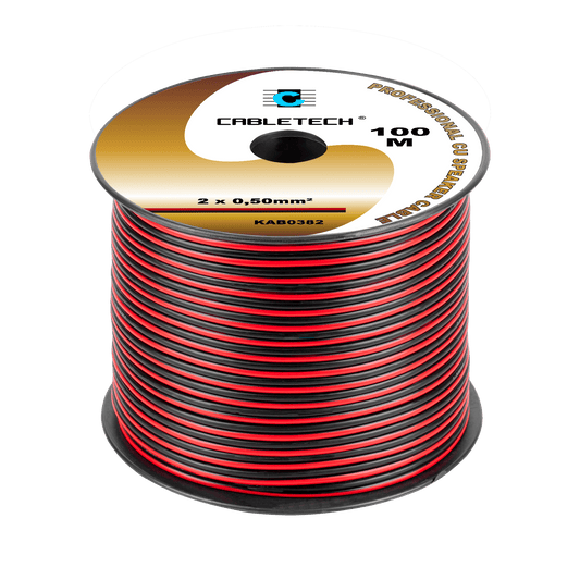 Kabel głośnikowy 2x0,5mm czarno-czerwony 1m